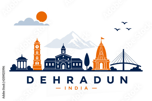 Dehradun India Skyline Minimalist Flat Vector Design