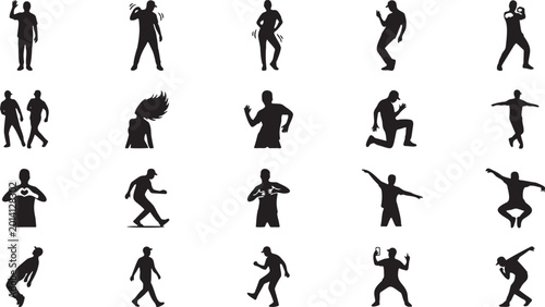 Tableau sur toile Trending TikTok Dance Motion Silhouette Icon Sheet.