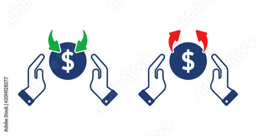 Cashflow icon set. finance, investment, profit, loss, money. solid style icon collection.