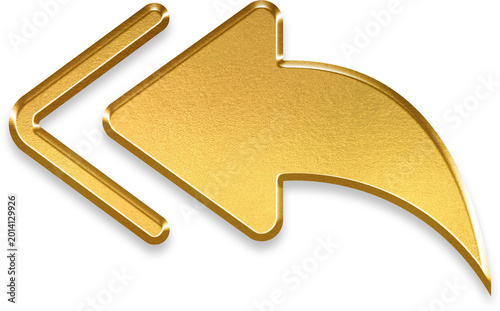 Photos Premium 3D golden reply all arrow icon for group email response
