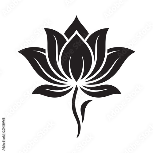 Cuadro en lienzo Lotus flower silhouette on white background high quality