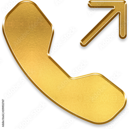Fotografija Premium 3D golden telephone with outbound arrow for outgoing calls