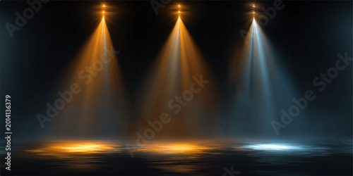 Vászonkép Illuminating spotlights beam down, creating a dramatic, ethereal atmosphere