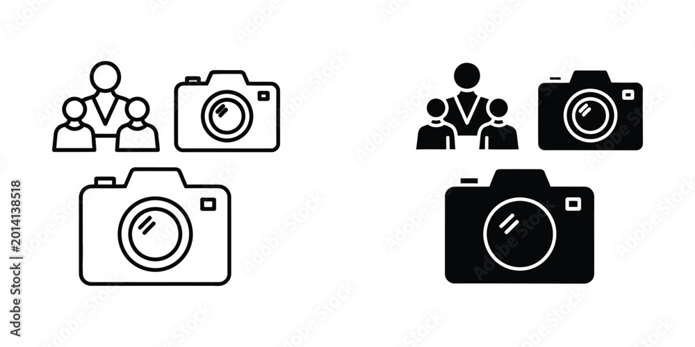 Fototapeta premium Group of people with cameras icon set