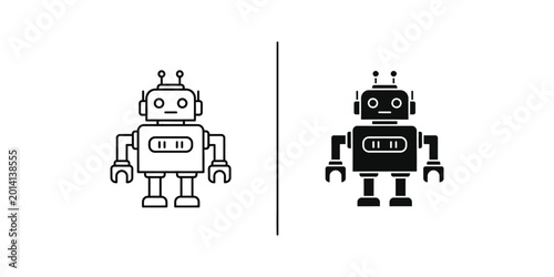 Foto Black and white robot split by vertical line illustration