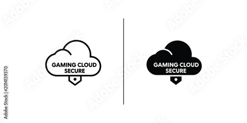 Tableau sur toile Gaming cloud secure icon with lock symbol in two styles