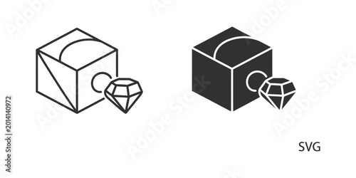Εκτύπωση καμβά Isometric gemstone in an open treasure chest icon