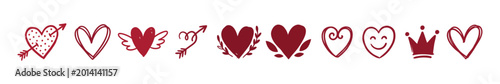 Valentine day clipart collection featuring cupid arrows wings and smiling heart icons for kids design.