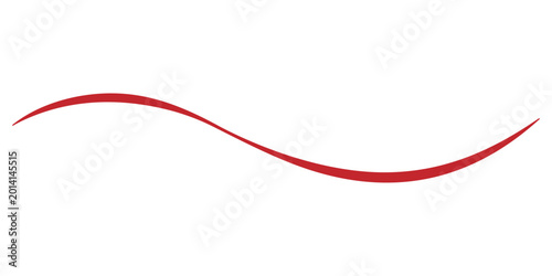 Red wave swoosh element for motion design isolated on transparent background with smooth curve shape