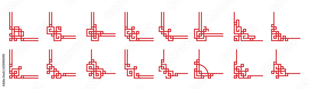 Εκτύπωση καμβά chinese red frames corners dividers of luck knot