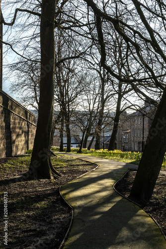 The path by the castle wall, Lancaster walking through the city