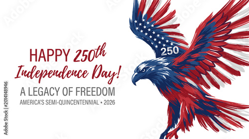 Happy 250th Independence Day America Semi Quincentennial 2026 Legacy of Freedom Bald Eagle Transparent Background