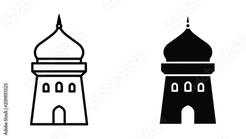 Tableau sur toile Isometric mosque tower with onion dome illustration