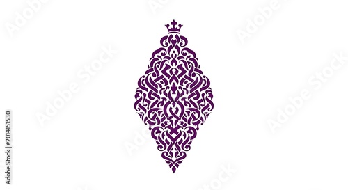 Majestic Royal Purple Ornamental Emblem with Crown, Elegant Decorative Flourish for Luxury Branding White Background