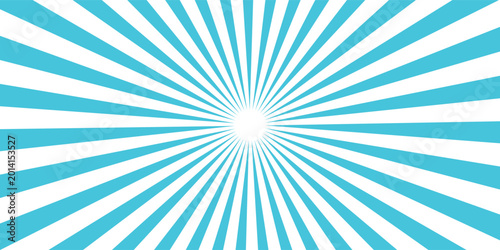 Schilderij op canvas Blue Turquoise color and white color Sunburst for the background