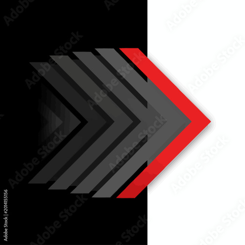Foto A bold red and grey chevron graphic design on black and white background