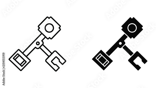 Bild auf Leinwand Minimalist engine pistons and connecting rod vector illustration