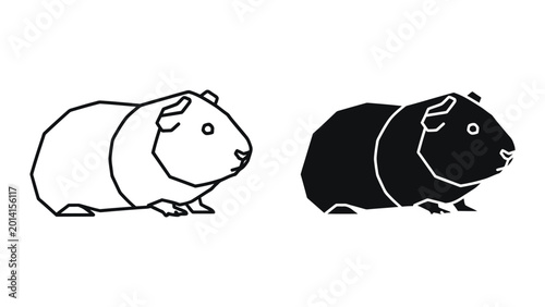 Tableau sur toile Two guinea pigs sitting side by side in different colors