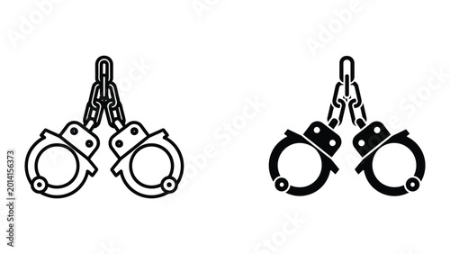 Fotografija Black and white handcuffs illustration with chains