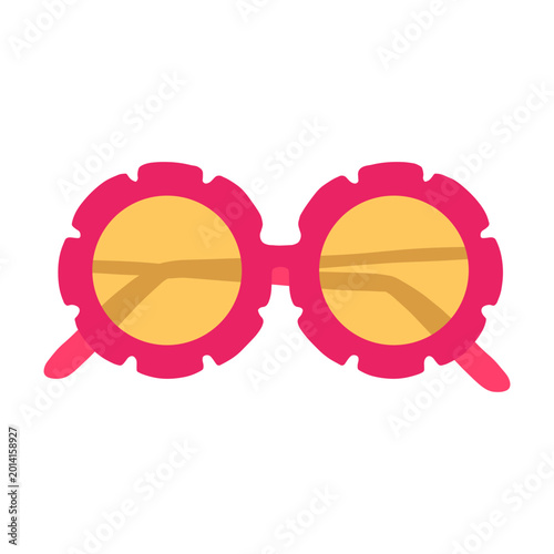 Pink flower shaped sunglasses with yellow lenses vector
