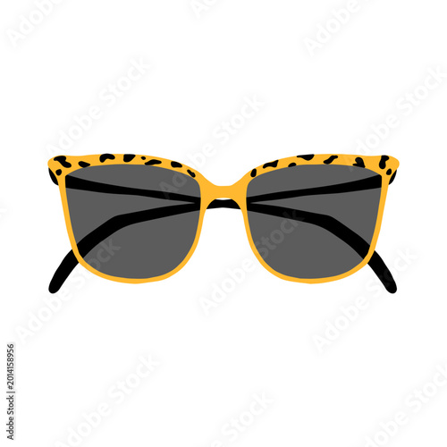 Leopard print sunglasses with yellow frame vector illustration