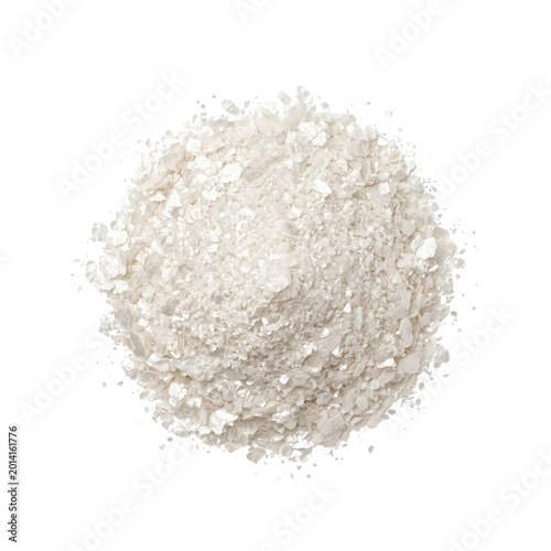 фотографія Pile of white flaky powder top view isolated