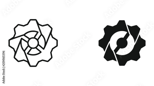 Obraz na płótnie Minimalist gear or sprocket icons in black and white