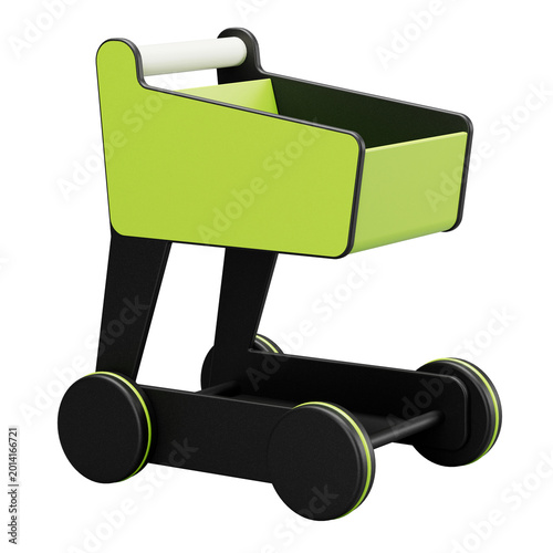 Empty stylish shopping cart isolated on a transparent background. 3D render on a transparent background