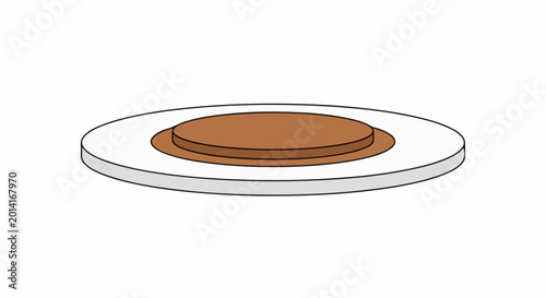 Flat brown disc stacked on a wider white disc, isolated