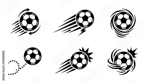 Photos Dynamic Soccer Ball Icons Set, Football Action Graphics, Sports Motion Vector Co