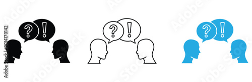 Photos Communication icons with question mark and exclamation mark speech bubbles for b