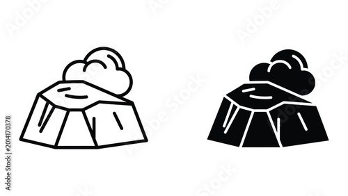 Tableau sur toile Volcano erupting with dark clouds illustration