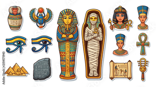 Konstfotografi Ancient Egyptian Artifacts and Symbols Collection.
