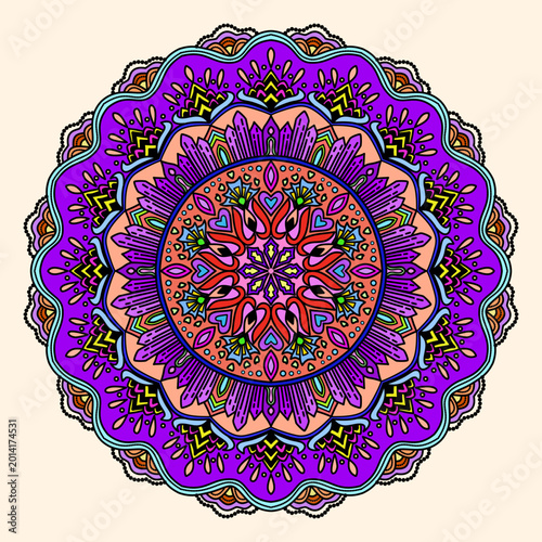 Flower mandala round ornament, Vintage decorative elements. Oriental pattern, vector illustration. Islam, Arabic, Indian, Moroccan, Spain, Turkish, Pakistan, Chinese, mystic, ottoman motifs
