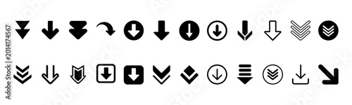 down arrow icon pack, scroll direction navigation elements, black UI pointer vector set Free Download down arrow icon pack, scroll direction navigation elements, black UI pointer vector set - GFXLoad