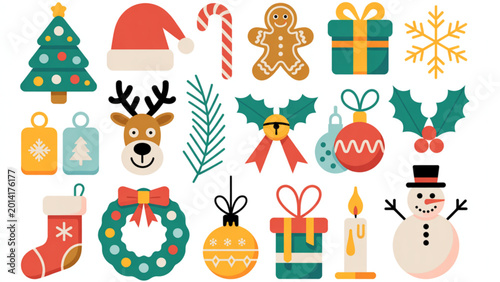 Christmas Holiday Design Elements Vector Set  Festive Winter Decorations and Celebration Collection