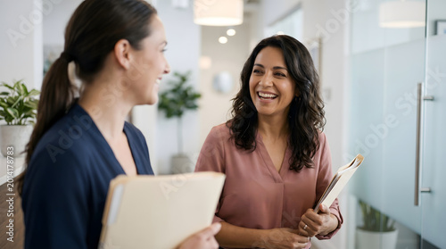 Latina Psychologist Chatting in Modern Office