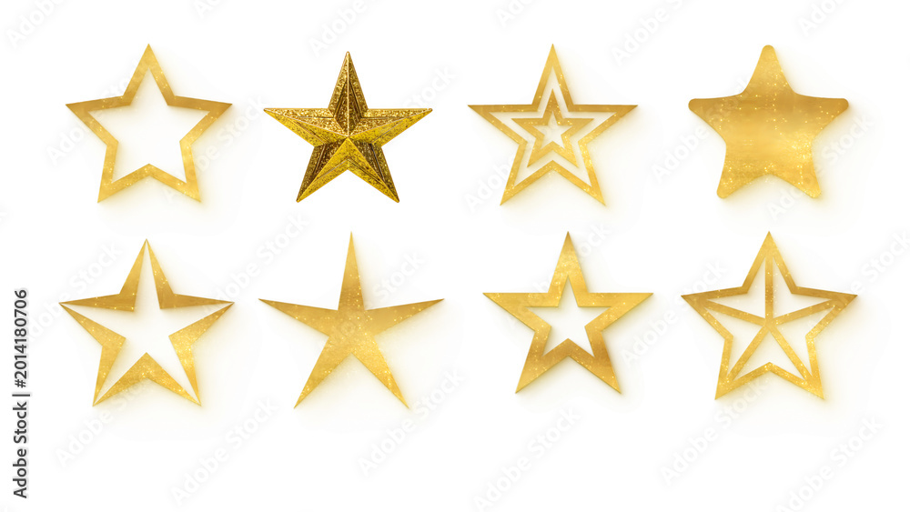 Obraz premium Golden Glitter Star Icons Collection
