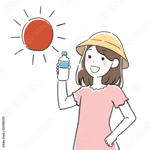 熱中症対策をして元気な女性
