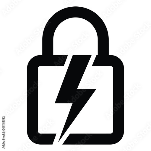 Konstfotografi Flash energy padlock icon for electrical security and power lock