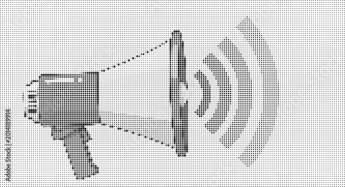 Tableau sur toile Illustration of A megaphone emitting sound waves for public speaking and announcements
