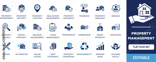 Foto Property Management editable solid icon set