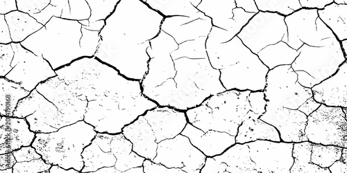 Foto Organic dry ground texture with dramatic monochrome crack patterns and rough fractured surface for rustic and geological themes