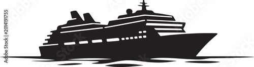 Tableau sur toile Silhouette of a cruise ship on the horizon