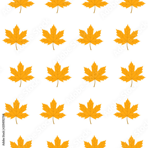Bright orange maple leaves fill a repeating pattern against a light background. This design can be used for seasonal themes and fall decorations