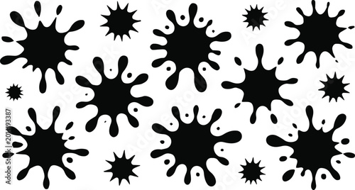 Quadro su tela ink blot vector isolated black stains for grunge design