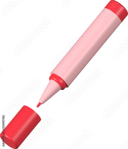 Red Coloring Marker With Cap Off, Red Marker Pen Illustration
