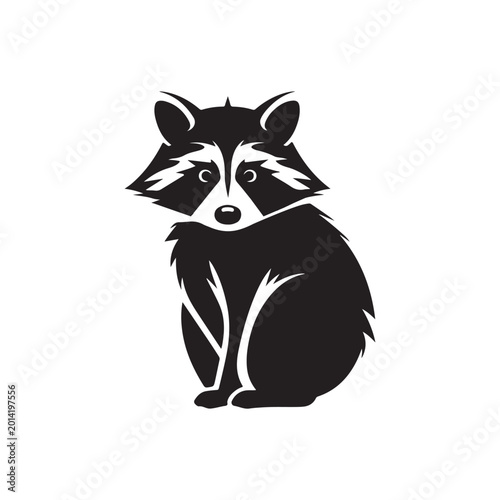 Raccoon, black and white animal, cute illustration, vector icon vector, icon, eps,