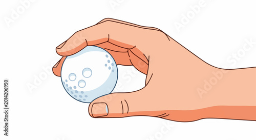 Hand holding a golf ball with dimples and dimples