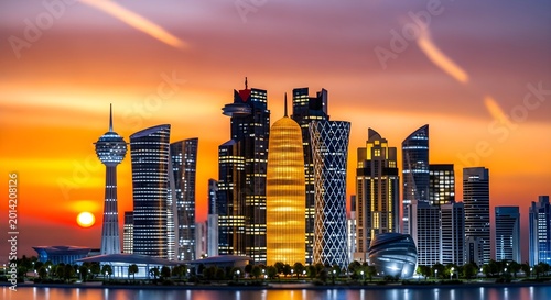 Doha Skyline at Sunset.